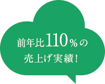 前年比110％の売上げ実績！